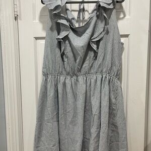 ANDREE BY UNIT Ruffled Gray Striped Dress